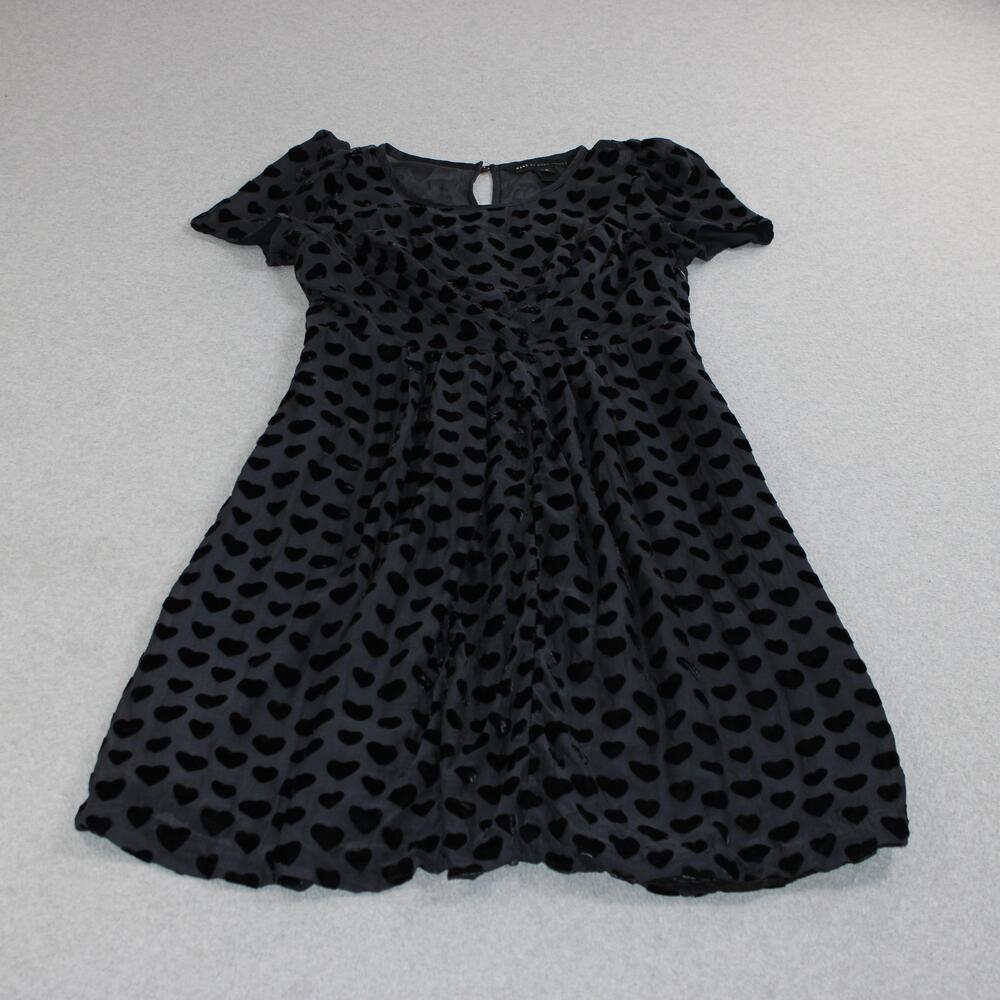 Marc By Marc Jacobs Dress Women 6 Black Heart Burn Out Velvet Fit Flare Twee